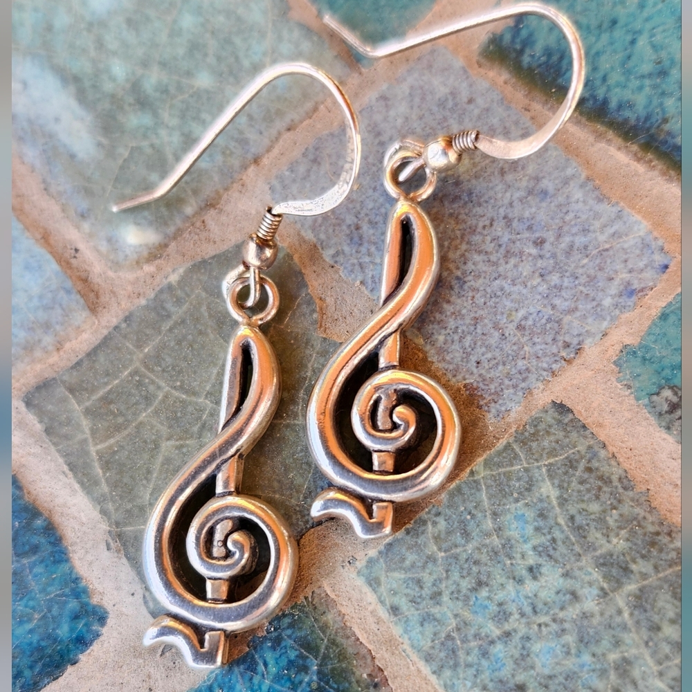 Sterling Silver Treble Clef Earrings